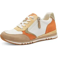 Marco Tozzi Damen Sneaker flach mit Reißverschluss Freizeit, Mehrfarbig (White/Peach c.), 42 EU