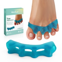 Welnove Silikon-Zehentrenner für korrekte Hallux valgus - 8er-Pack Zehenspreizer für Männerfüße - Hammerzehenrichter für Frauen, Yoga-Übungen, Fußausrichtung - Blau