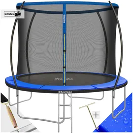 Tectake Trampolin, Ø 305 cm, GS-zertifiziert, Randabdeckung, inklusive Einstiegsleiter