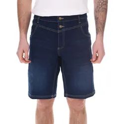 modische Herren Stretch Jeans-Bermuda kurze Denim-Shorts Regular-Fit in angesagtem Vintage-Look 973590 Dunkel-Blau - 48