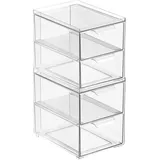 Aufbewahrungsbox mit Schublade 2er Set Schuhbox stapelbar mDesign transparent