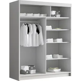 Mirjan24 Schiebetürenschrank Jafzurt III 150 x 200 x 58 cm Weiß