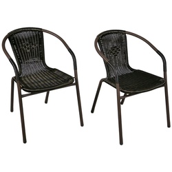 VCM 4er Set Bistrostuhl   dunkelbraun Stapelstuhl   Maße H. 73 x B. 53 x T. 60 cm   Füße mit Gumminoppen   Rattanstuhl Poly-Rattan