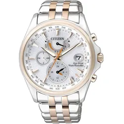 Funk-Multifunktionsuhr CITIZEN, silber (silberfarben, roségoldfarben), Armbanduhren, Damen, Armbanduhr, Damenuhr, Solar, Edelstahlarmband, bis 10 bar wasserdicht