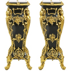 Casa Padrino Barock Marmor Säulen Set Gold / Schwarz 35 x 35 x H.85 - Marmor Säule (2 Stk) - Limited Edition