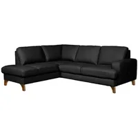 Ecksofa Fargo Leder Schwarz