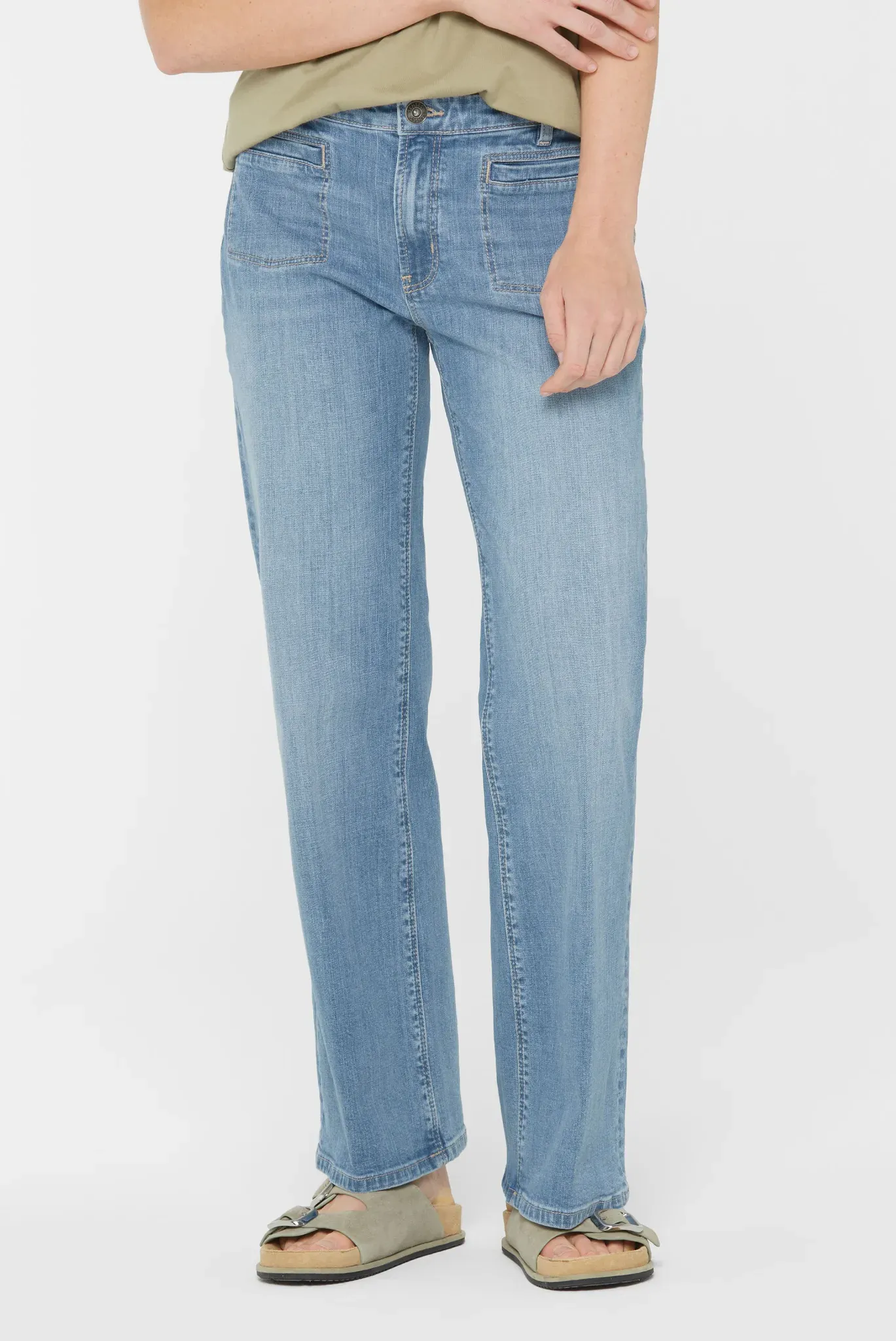 Regular-fit-Jeans SENSES.THE LABEL, Damen, Gr. 34, Normalgrößen, blau, Denim/Jeans, Material: 98% Baumwolle, 2% Elasthan, Abriebeffekte, regular fit, Jeans, mit ausgestelltem Bein