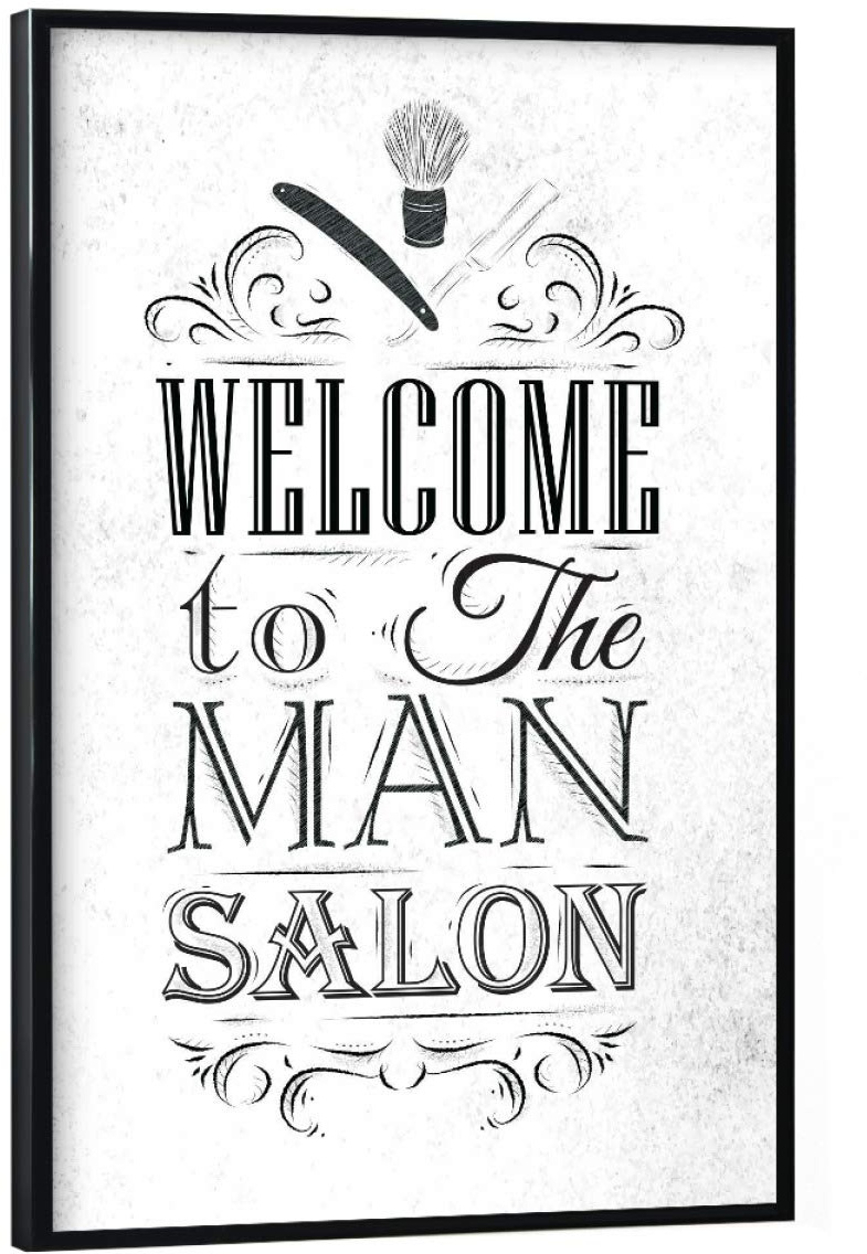 artboxONE Poster mit schwarzem Rahmen 60x40 cm Typografie Barber Shop I - Bild Barber Barbershop bart