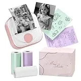 Itari Q02 Mini Drucker- Facelifting T02 Thermodrucker zum Lernen, Etikettendrucker für Notizen, Tagebuch, Memo, Foto, Journal, Bluetooth Fotodrucker für Smartphone, mit 3 Rollen Papier