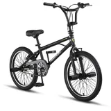 Licorne Bike Jump Premium BMX 360° Rotor-System, 4 Stahl Pegs, Kettenschutz, Freilauf (Schwarz/Gelb, Freestyle)