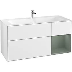 Villeroy und Boch Finion Waschtischunterschrank G070GMGF 119,6x59,1cm, Emotion, Regal rechts Olive Matt Lacquer, Glossy white lacquer