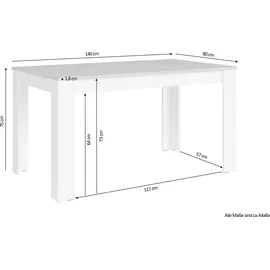 byLIVING Nori 140 x 75 x 80 cm weiß