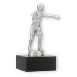 Pokal Metallfigur Boxen Amateur silbermetallic auf schwarzem Marmorsockel 13,5cm