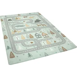 Kinderteppich PACO HOME "Chicos 550", blau (türkis), B:155cm H:2mm L:230cm, Polyester, Teppiche, Flachgewebe, Straßen-Spiel-Teppich, Kinderzimmer