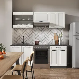 Vicco Küchenzeile R-Line 200 cm Weiß Landhaus/Anthrazit