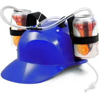 Novelty Place Trinkhelm mit verstellbarem Dosenhalter und Strohhalm für Bier und andere Getränke – das perfekte Accessoire für Parties und Freizeit - Blau