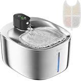 Katzenbrunnen Kabellos mit Bewegungsmelder, 4L Trinkbrunnen für Katze & Edelstahl Hunde mit Batteriebetrieb Akku 4000 mAh, Ultra-Leise Wasserbrunnen für Katzen-FS10pro (Schwarz)
