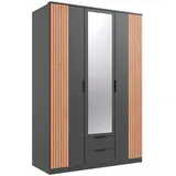 WIMEX Drehtürenschrank Lübeck 135 x 199 x 58 cm Schwarz/Grau