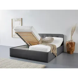 Polsterbett "Rostock", schwarz, L:210cm, Bezug 100% Polyurethan, Polsterung: Polsterwatte, Material Gestell: gepolsterter Holzwerkstoff, WESTFALIA SCHLAFKOMFORT, Betten, auch mit Stauraum und Kopfteilverstellung erhältlich