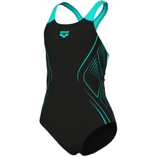 Arena Girl's Reflecting Swim PRO Back One Piece Swimsuit, Black-Water, 140 cm - 140