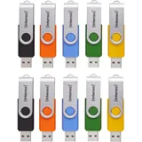 Intenso Basic Line 4 GB USB 2.0 mit praktischen Beschriftungsetiketten, Gelb, Grün, Schwarz, Blau Orange, mit silbernem Metallbügel, 10er Pack