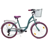 T&Y Trade 24 Zoll Kinder City Fahrrad Mädchenfahrrad Rad Bike Beleuchtung STVO Reflex BLAU mit PINK Shimano 6 Gang