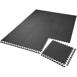 tectake® Schutzmattenset, 12-teilig mit 24 Randstücken, weich und rutschfest, leichte Reinigung und flexibel erweiterbar