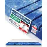 AM Qualitätsmatratzen 7 Zonen Deluxe Gel Topper 200x200cm RG50 - Made in Germany - Atmungsaktiver Gelschaum Topper 200x200-8cm - Kühlende Matratzenauflage mit Lyocell Bezug und Anti-Rutsch Funktion