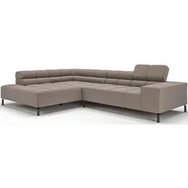 Home Affaire Ecksofa HOME AFFAIRE "Ancona New, wahlweise motorische Sitztiefenverstellung, auch in Cord", beige (taupe), B:321cm T:216cm, 100% Polyester, Sofas, Ecksofa, feine Steppung, mit Kopfteilverstellung, 3 Zierkissen, L-Form