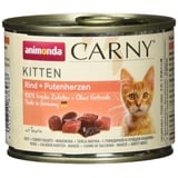 animonda Carny Kitten Katzenfutter, Nassfutter Katzen bis 1 Jahr, Rind + Putenherzen, 6 x 200 g