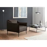 Cocktailsessel W.SCHILLIG "sally", braun (braun z59), B:84cm H:78cm T:84cm, Longlife Xtra-Leder Z59: Glattleder mit modischer Prägung. Hautstärke 0, 9 - 1, 1 mm., Sessel, Cocktailsessel, mit Metallfüßen in Schwarz pulverbeschichtet