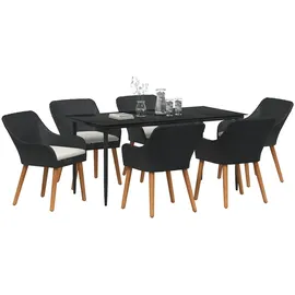vidaXL 7-teiliges Garten-Essset Schwarz Poly-Rattan