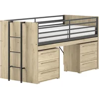 Vipack Stauraumbett Sam 90 x 200 cm Eiche dekor beige