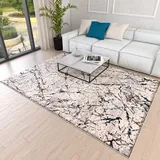 Mazovia Abstraktes Vintage Designer Teppich - Kurzflor - Weich Teppich für Wohnzimmer, Esszimmer - ÖKO-TEX Wohnzimmerteppich - Teppiche Beige Blau Grau 160 x 230 cm