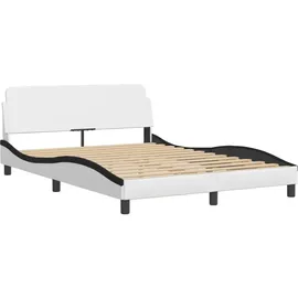 vidaXL Bettgestell mit LED ohne Matratze Weiß und Schwarz 120x200 cm Kunstleder