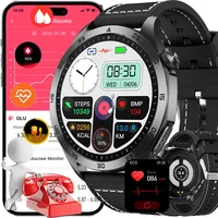 Fohatu Blutzucker ET485 Smartwatch Männer EKG Harnsäure Blutfette Körperfett, Wasserdicht Fitnessuhr Mit (Schwarz-Nylon)