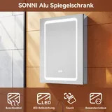 Alu Spiegelschrank mit LED Beleuchtung Steckdose Beschlagfrei Badschrank Bad 50