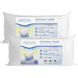 Mediflow Original Fiber Wasserkissen - Verstellbares Kissen zur Linderung von Nackenschmerzen, Der ursprüngliche Erfinder des Wasserkissens (40x80cm, 2er-Set)