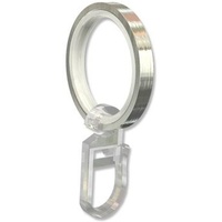 Interdeco Gardinenringe mit Faltenhaken/Ringe in Edelstahl Optik für Gardinenstangen 16 mm Ø (20 Stück)
