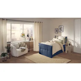 Home Affaire Boxbett HOME AFFAIRE "Kederleicht", blau, B:155cm L:226cm, Komplettbetten, Boxspringbett, inklusive Fußteil, Bettkasten & Topper, in 4 Breiten und 2 Härtegraden