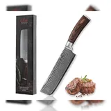 Wakoli EDIB Nakiri Messer I 17,50 cm Klinge aus 67 Lagen Damaststahl I Pakkaholzgriff