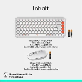 Logitech POP Icon Combo, Tastatur und Maus Set, kabellos, White