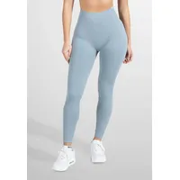 SMILODOX Damen High Waist Leggings Amaze Ripp Grau Melange