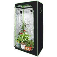 Clanmacy Gewächshaus Growbox Pflanzenzelt Indoor & Outdoor 99,9 % lichtundurchlässig 100 cm x 100 cm x 200 cm