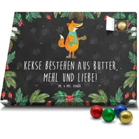 Mr. & Mrs. Panda Schoko Adventskalender Fuchs Keks - Schwarz - Geschenk, Küche Deko, Weihnachtsliebe, Plätzchen, Schokoladen Adventskalender, Wei... - Schwarz