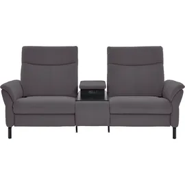 Home Affaire 2-Sitzer HOME AFFAIRE "Sisto, inklusive 2x Relaxfunktion motorisch mit Herz-Waage-Beschlag", grau, B:202cm H:108cm T:94cm, 100% Polyester, Sofas, Zwischenelement mit Tisch, Steckdose & USB-Ladestation