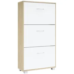 Casaria Schuhschrank Schuhregal 3 Kipper Eiche-weiß