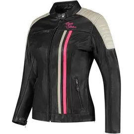 Rusty Stitches Alice Damen Motorrad Lederjacke, schwarz-grau-pink, Größe 46