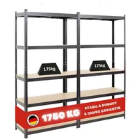 Proregal Mega Deal 2x Kellerregal Gorilla HxBxT 180x90x40cm | Fachlast 175kg | Schwarz | Garagenregal Werkstattregal Lagerregal Steckregal