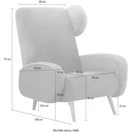 Home Affaire Sessel HOME AFFAIRE "Gox Ohrensessel", grau (grau, grün), B:86cm H:111cm T:100cm, Struktur fein ( 100% Polyester);Samtoptik (100% Polyester), Sessel, Sessel, in außergewöhnlicher stylischer Optik